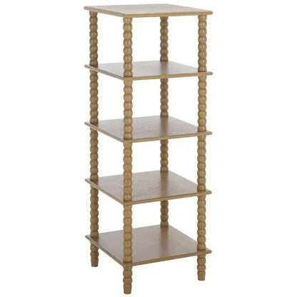 Dilyn Wood 5-Tier Shelving Unit in Desert Brown - The Mayfair Hall