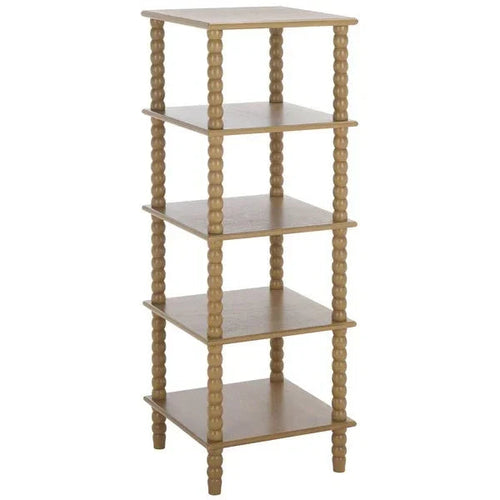 Dilyn Wood 5-Tier Shelving Unit in Desert Brown - The Mayfair Hall