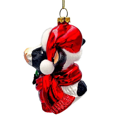 Festive Cow in Wreath Blown Glass Christmas Ornament, Farmhouse Theme Tree Decoration Glass Ornament OrnamentallyYou