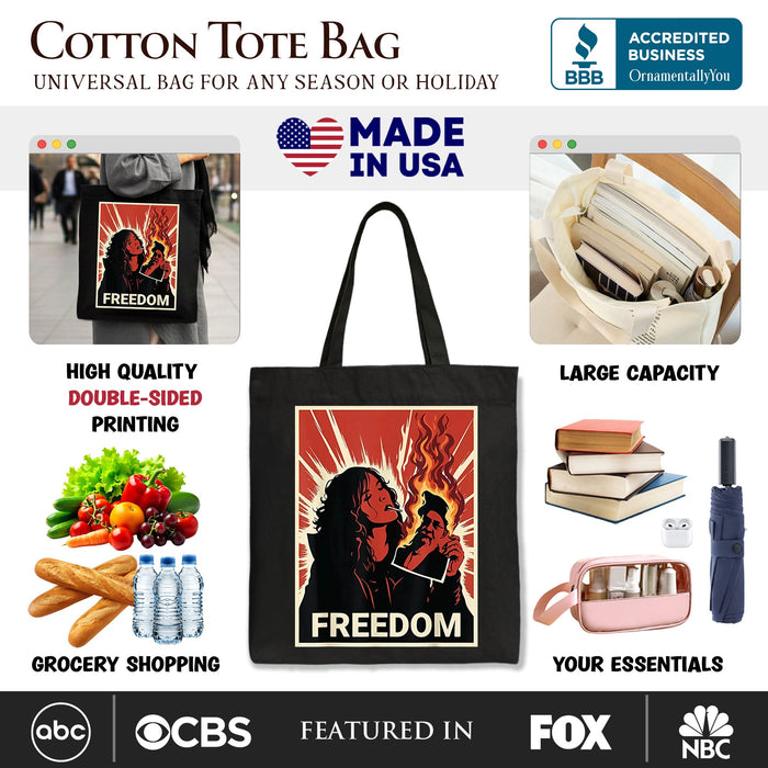 Freedom Free Iran Protest Canvas Tote Bag, Persian Revolution Activist Gift Shopper OrnamentallyYou