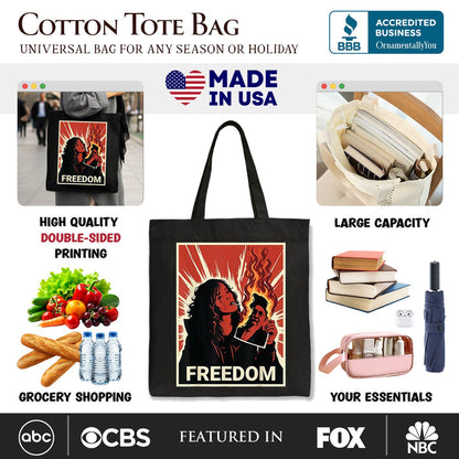 Freedom Free Iran Protest Canvas Tote Bag, Persian Revolution Activist Gift Shopper OrnamentallyYou