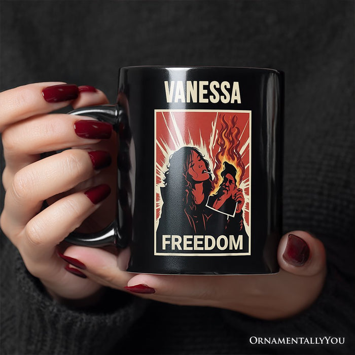 Freedom Free Iran Protest Personalized Mug, Persian Revolution Activist Gift with Custom Name OrnamentallyYou