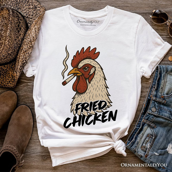 Fried Chicken Hen T-Shirt, Funny 420 Stoner Humor Tee T-Shirts OrnamentallyYou White XS