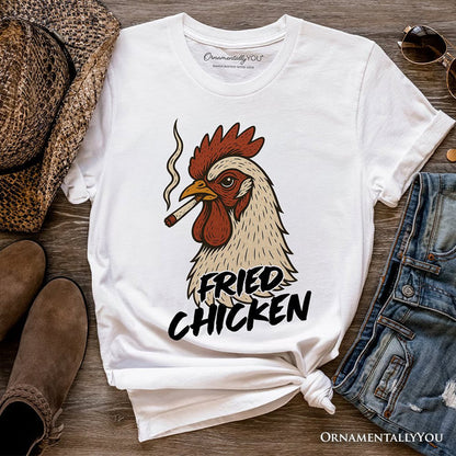 Fried Chicken Hen T-Shirt, Funny 420 Stoner Humor Tee T-Shirts OrnamentallyYou White XS
