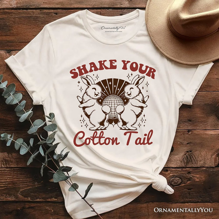 Funny Disco Easter Bunny T-Shirt, Shake Your Cotton Tail Retro Tee T-Shirts OrnamentallyYou Natural XS