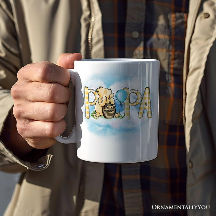 Gingham Papa Winnie-the-Pooh Personalized Mug, 1926 A.A. Milne Dad Family Gift with Custom Name Personalized Ceramic Mug OrnamentallyYou