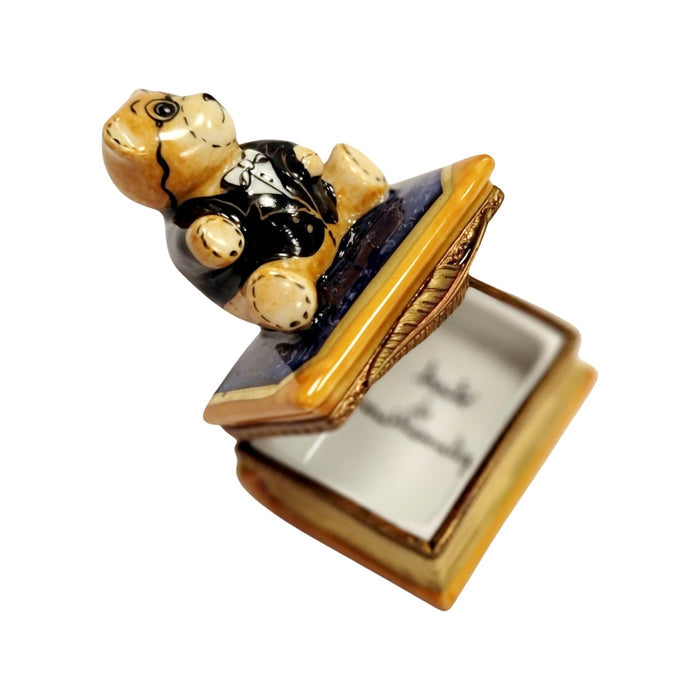 Teddy Bear Scholar Limoges Box Porcelain Limoges Teddy professional French Trinket Box