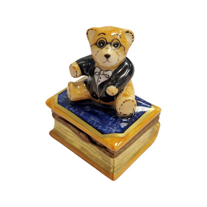 Teddy Bear Scholar Limoges Box Porcelain Limoges Teddy professional French Trinket Box