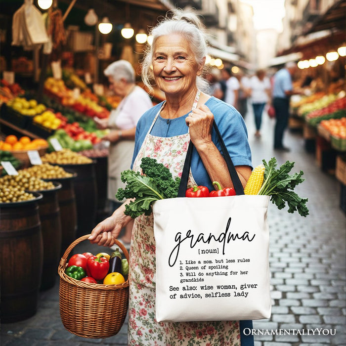 Grandma Definition Canvas Tote Bag, Funny Gift Shopper for Nana Tote Bag OrnamentallyYou