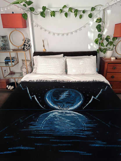 Grateful Dead Blue Moon Steal Your Face Woven Cotton Blanket