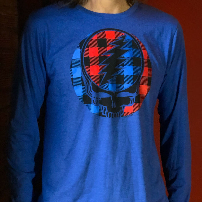 Grateful Dead Buffalo Plaid Stealie Unisex Longsleeve | Little Hippie