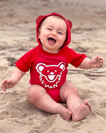 Grateful Dead Dancing Bear Face Hooded Baby One Piece