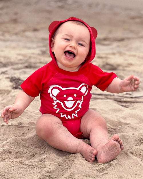 Grateful Dead Dancing Bear Face Hooded Baby One Piece