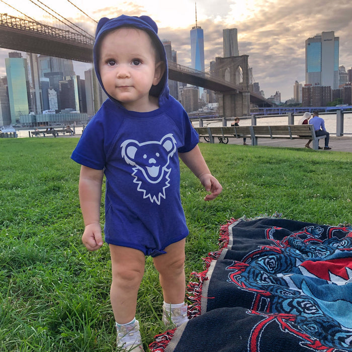 Grateful Dead Dancing Bear Face Hooded Baby One Piece | Little Hippie