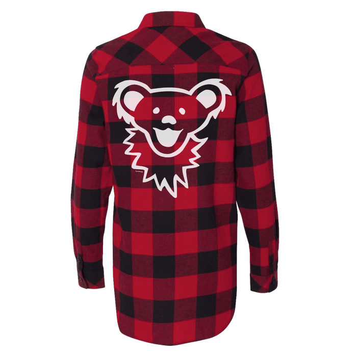 Grateful Dead Dancing Bear Face Red/Black Women's Flannel | Little Hippie
