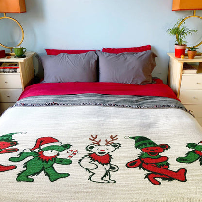Grateful Dead Jingle Bears Woven Cotton Blanket | Little Hippie