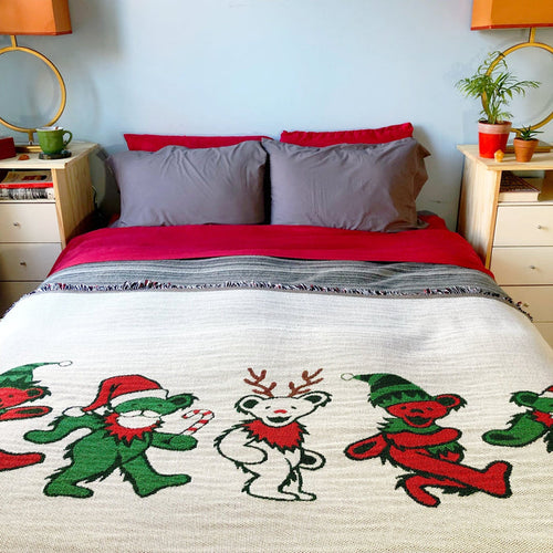 Grateful Dead Jingle Bears Woven Cotton Blanket | Little Hippie