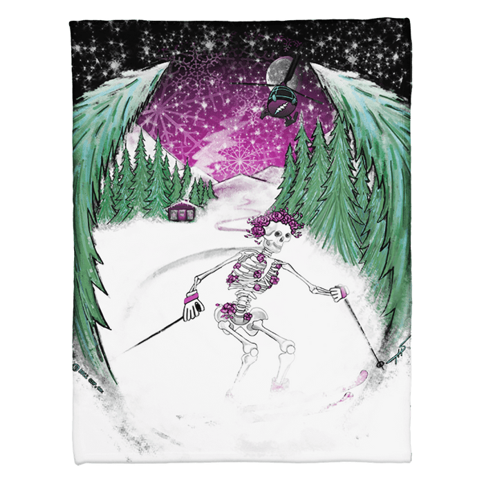 Grateful Dead Skiing Bertha Coral Fleece Blanket | Little Hippie