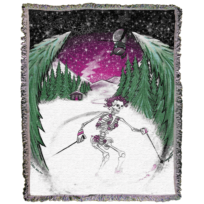 Grateful Dead Skiing Bertha Woven Cotton Blanket | Little Hippie