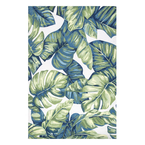 Green and Navy Monstera Rug