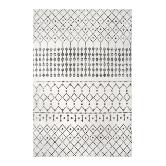 Grey and White Patterned Rug