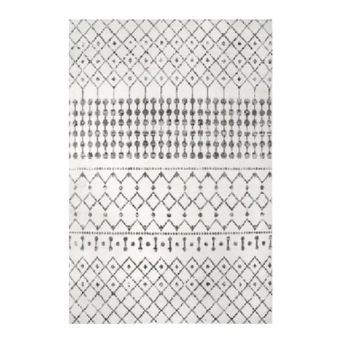 Grey and White Patterned Rug
