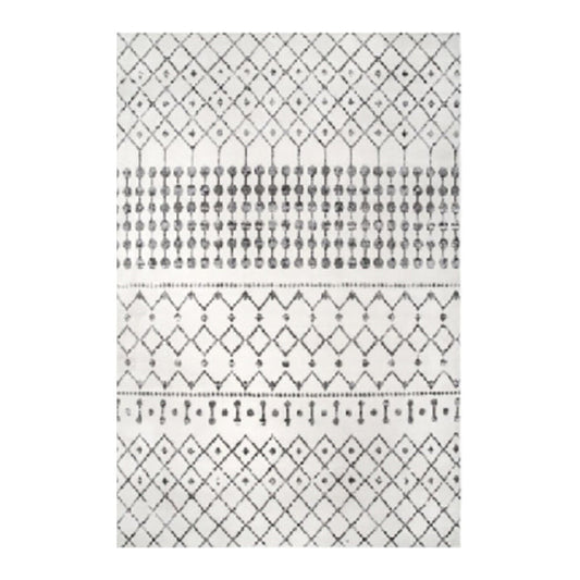 Grey and White Patterned Rug