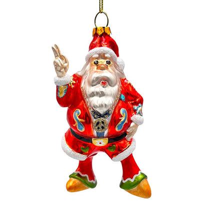 (Pre-Order) Groovy Santa Eclectic Hippie Glass Christmas Ornament, Unique Hippy Tree Decor Glass Ornament OrnamentallyYou