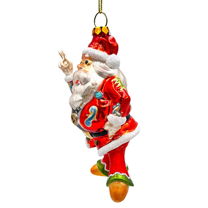 (Pre-Order) Groovy Santa Eclectic Hippie Glass Christmas Ornament, Unique Hippy Tree Decor Glass Ornament OrnamentallyYou
