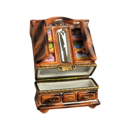 Luxurious Hand-Painted Armoire Box Porcelain Limoges furniture French Trinket Box