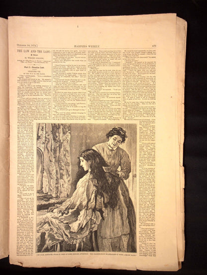 Harper's Weekly: Ullyses S. Grant Reelection Cartoon, Cairo Egypt Centerfold — Oct. 24th, 1874