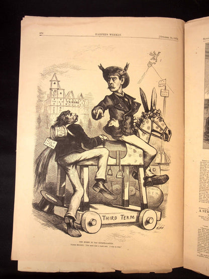 Harper's Weekly: Ullyses S. Grant Reelection Cartoon, Cairo Egypt Centerfold — Oct. 24th, 1874
