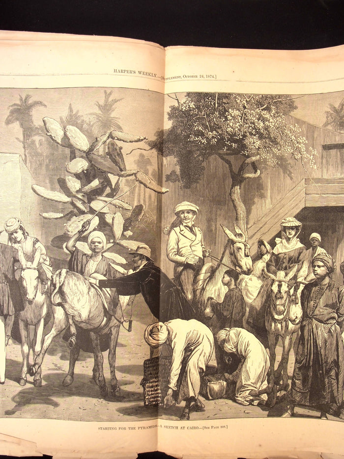 Harper's Weekly: Ullyses S. Grant Reelection Cartoon, Cairo Egypt Centerfold — Oct. 24th, 1874