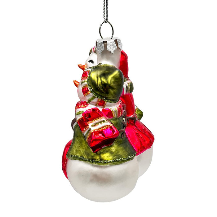 Heartwarming Snowman Couple Glass Ornament, Walking in a Christmas Wonderland Romantic Tree Decor Glass Ornament OrnamentallyYou