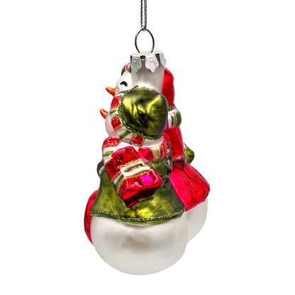 Heartwarming Snowman Couple Glass Ornament, Walking in a Christmas Wonderland Romantic Tree Decor Glass Ornament OrnamentallyYou