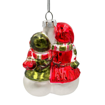 Heartwarming Snowman Couple Glass Ornament, Walking in a Christmas Wonderland Romantic Tree Decor Glass Ornament OrnamentallyYou