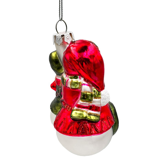 Heartwarming Snowman Couple Glass Ornament, Walking in a Christmas Wonderland Romantic Tree Decor Glass Ornament OrnamentallyYou