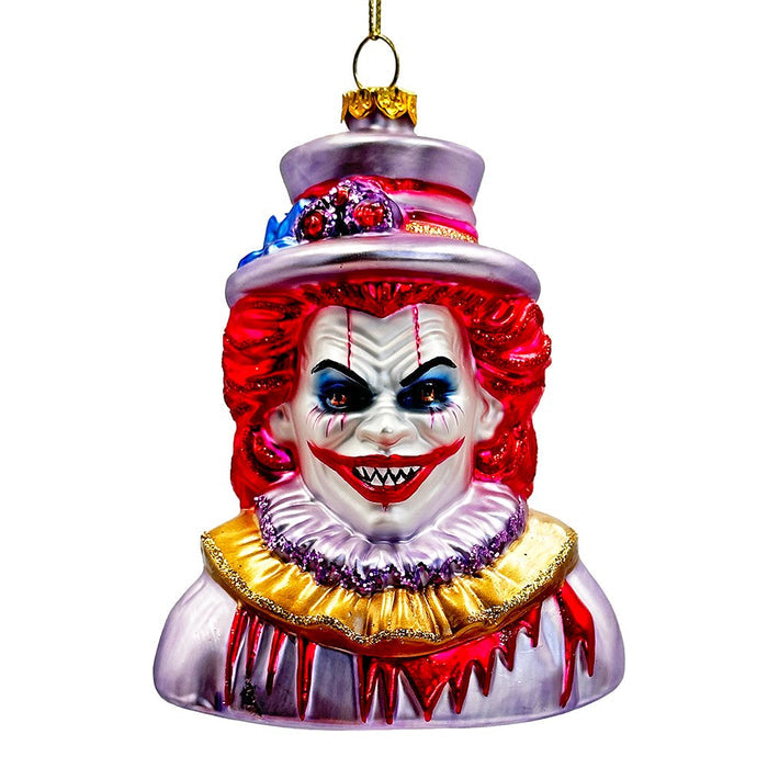 Horror Clown Head Glass Ornament, Gothic Halloween Tree Decor Glass Ornament OrnamentallyYou