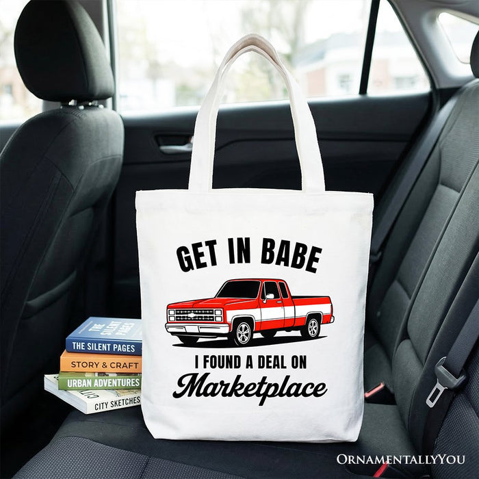 I Found A Deal On Marketplace Tote Bag, Funny Red Truck Gift Shopper Tote Bag OrnamentallyYou White