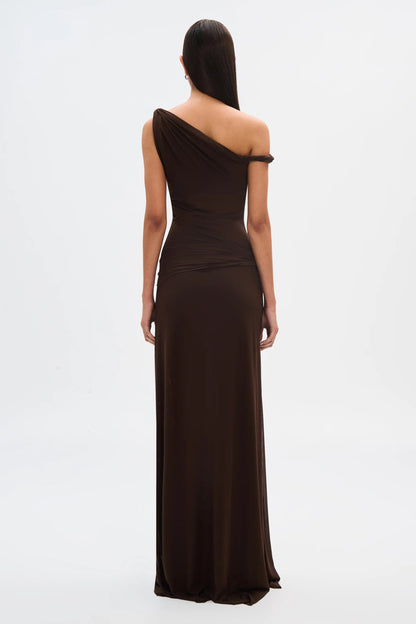 Misha Sisal Mesh Maxi Dress - Espresso
