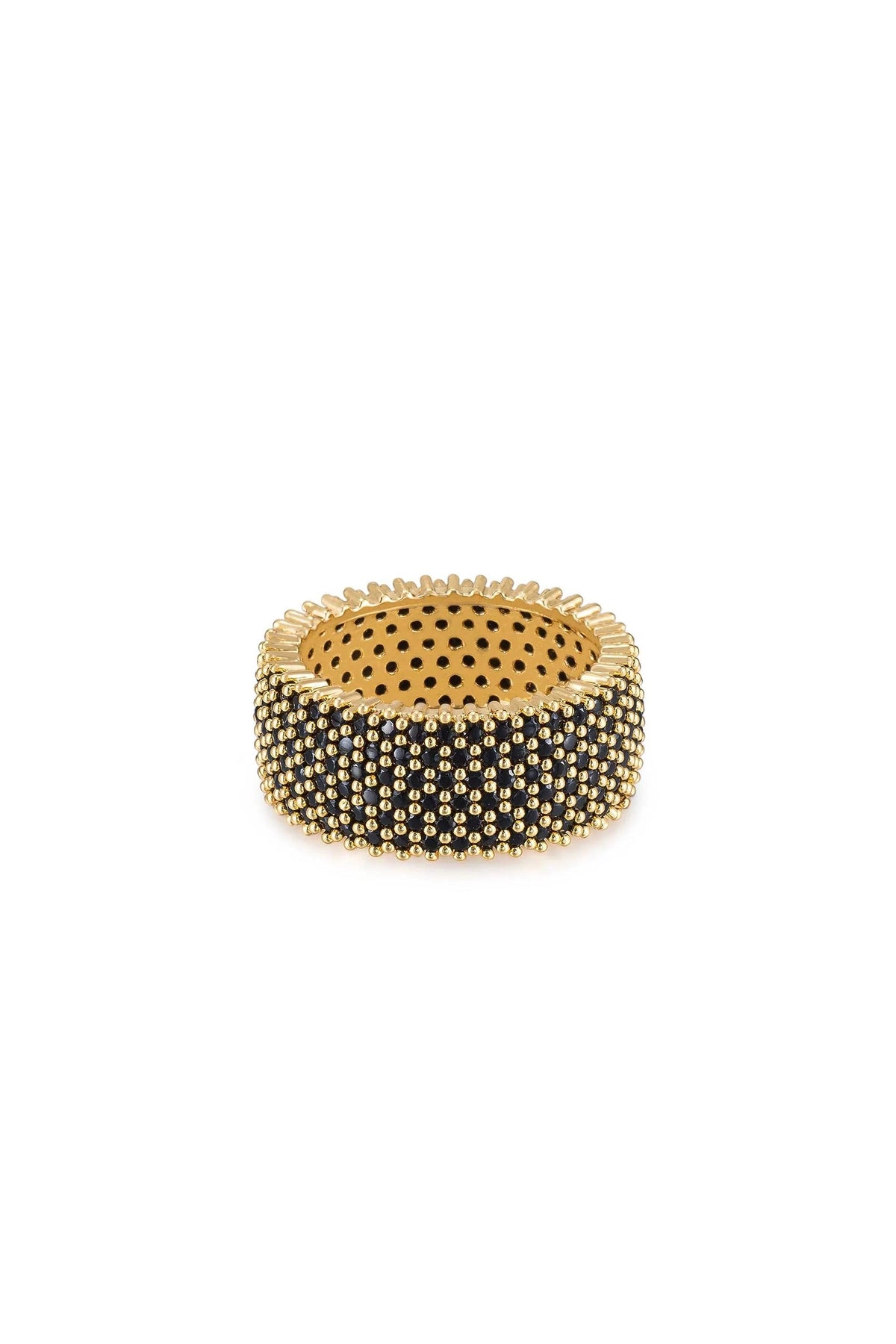 Crystal Thick Band Ring - Black