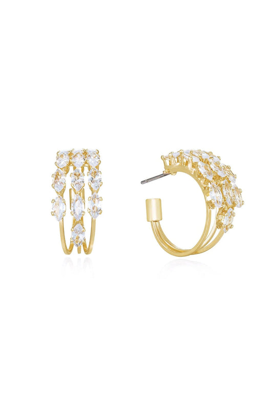 Multi-Crystal Huggie Hoop Earrings