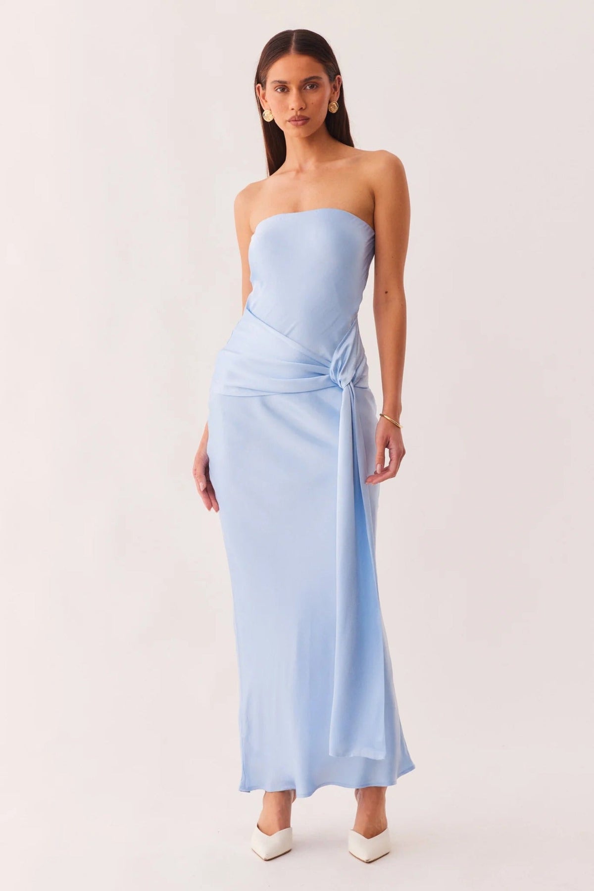 Angie Front Tie Maxi Dress - Baby Blue