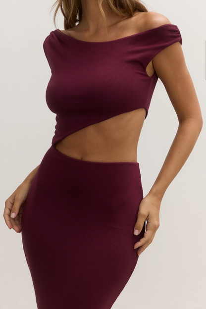 Elara Midi Dress - Plum