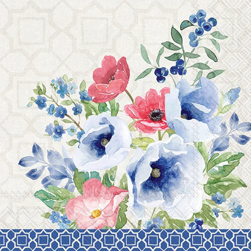 Indigo Bouquet Cocktail Napkins