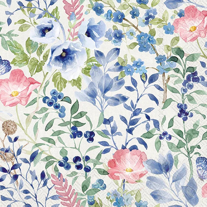 Indigo Flowers Cocktail Napkins