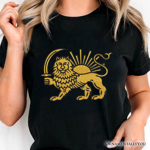 Iran Lion and Sun Emblem T-Shirt, Protest Persian Heritage Pride Tee OrnamentallyYou