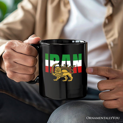 Iran Lion and Sun Flag Personalized Mug, Protest Persian Shir-o-Khorshid Heritage Pride Gift with Custom Name OrnamentallyYou