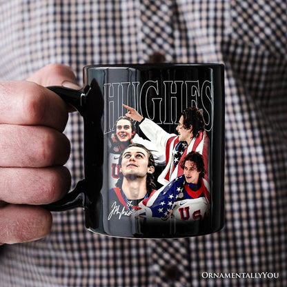 Jack Hughes Olympic Ice Hockey Mug, USA Professional Sport Pride Gift Personalized Ceramic Mug OrnamentallyYou
