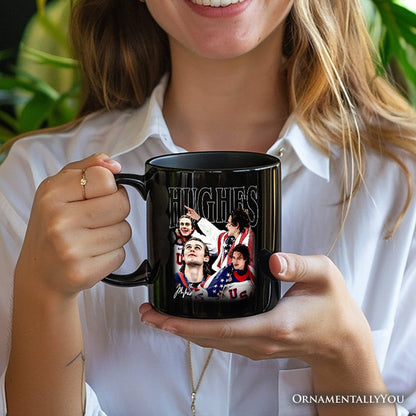 Jack Hughes Olympic Ice Hockey Mug, USA Professional Sport Pride Gift Personalized Ceramic Mug OrnamentallyYou